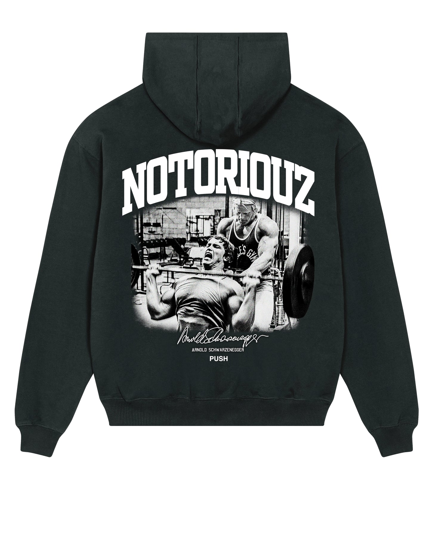 „Oversized Hoodie mit PUSH HARD / STAY SOLID Rückenprint – Gymwear Streetstyle“