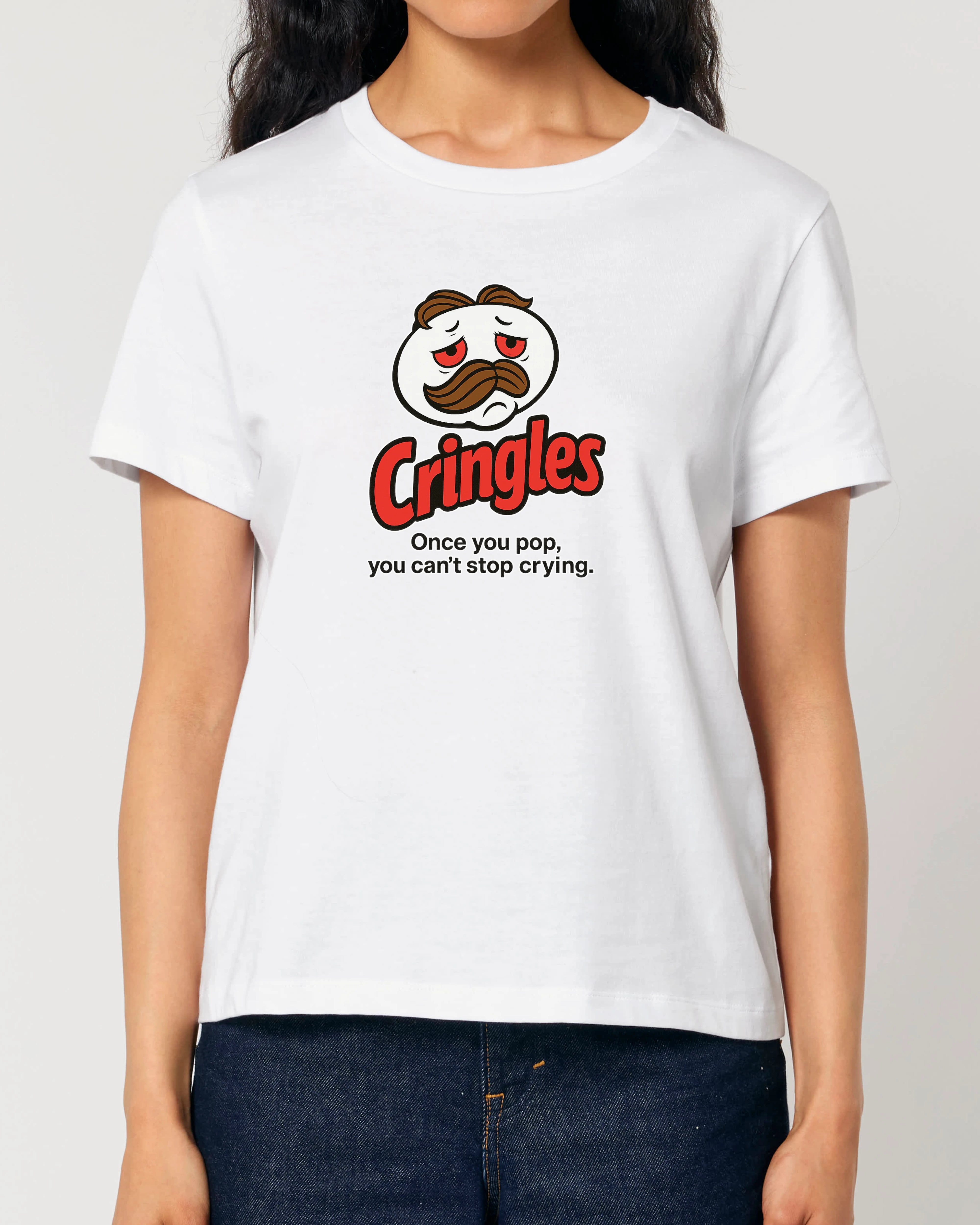 cringles t-shirt damen lustig meme fun shirt weiß