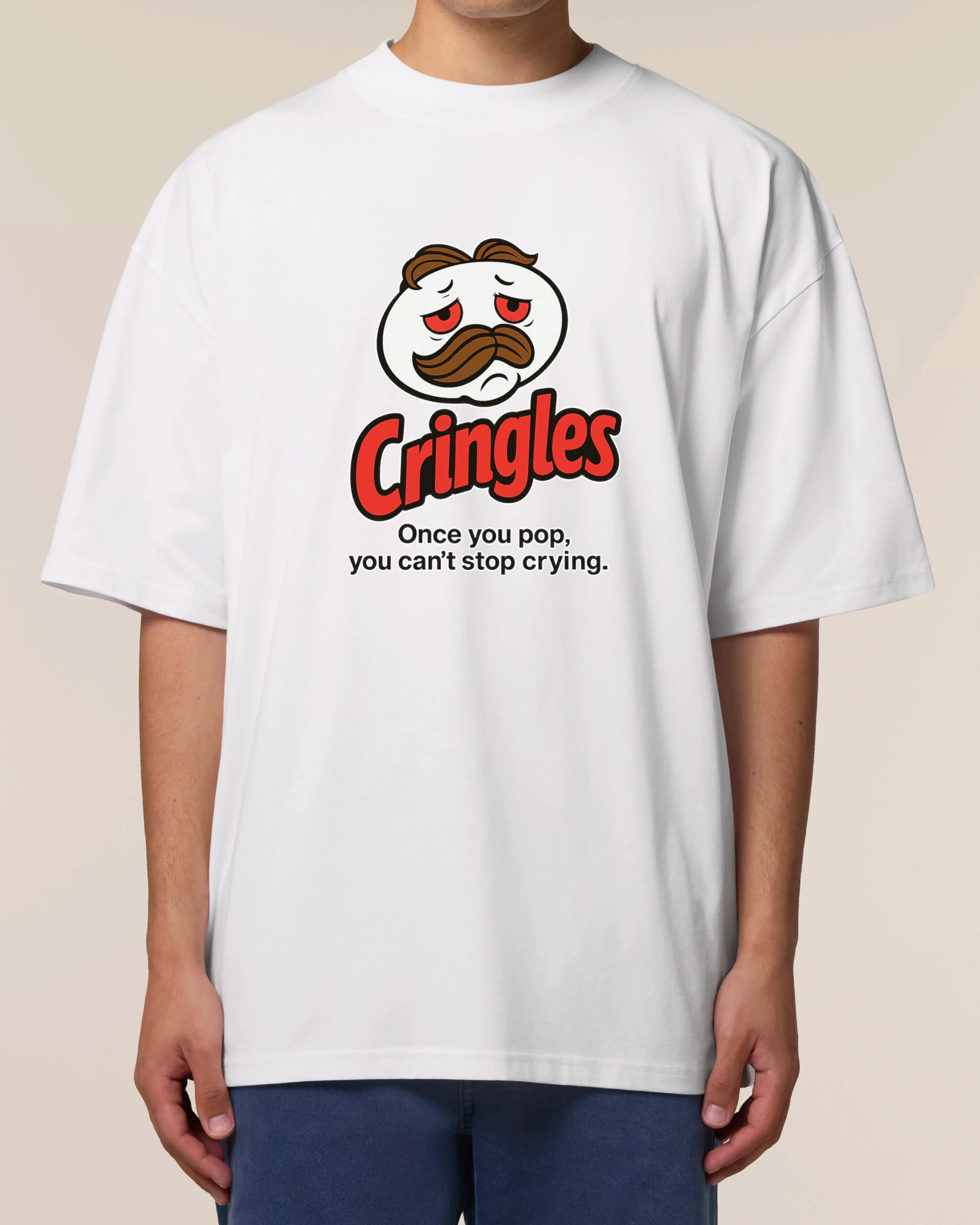 Cringles Oversize T-Shirt Weiß lustiges Meme Parodie Shirt Streetwear