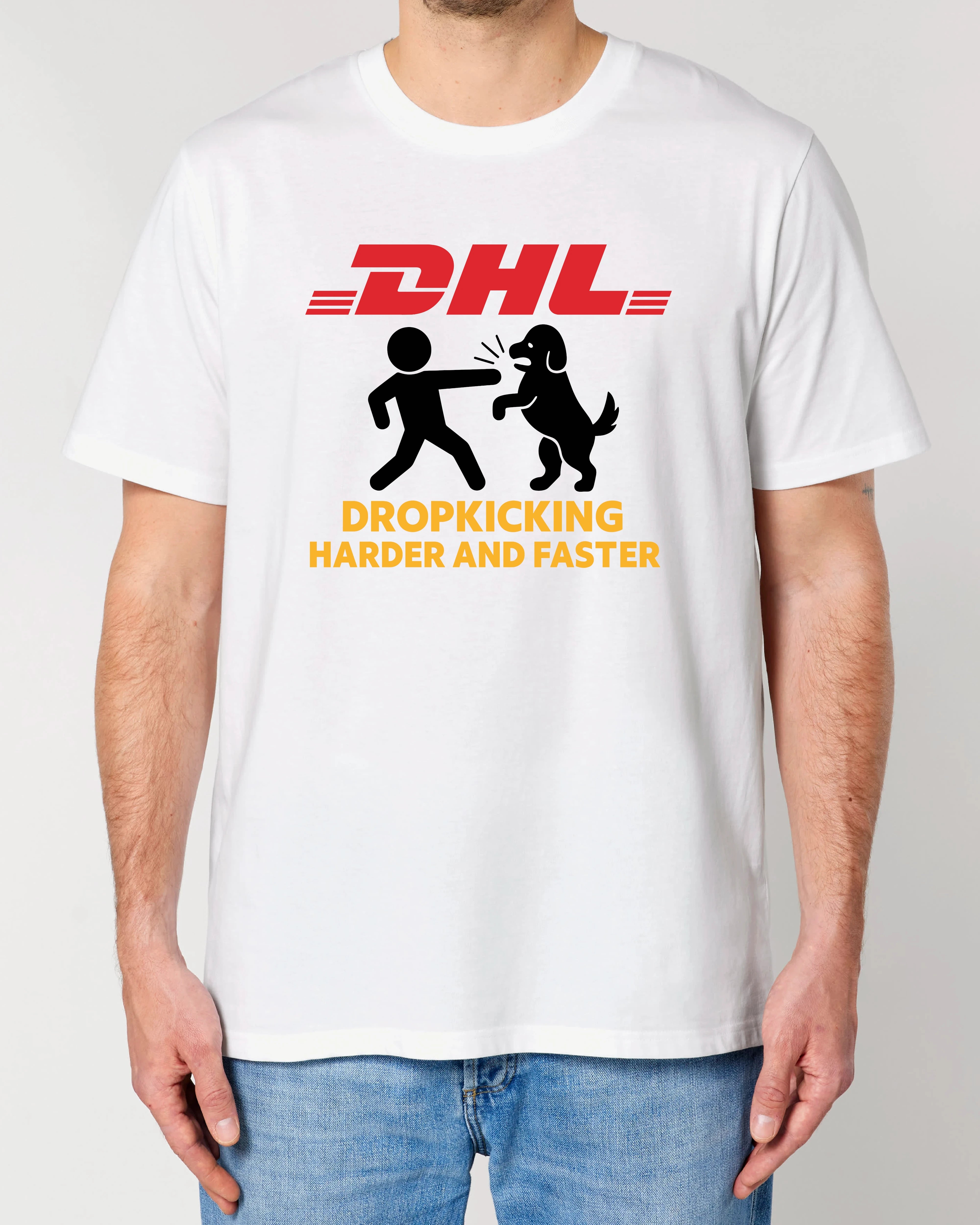 Lustiges Shirt DHL Parodie Harder Faster Weiß – Meme Statement T-Shirt