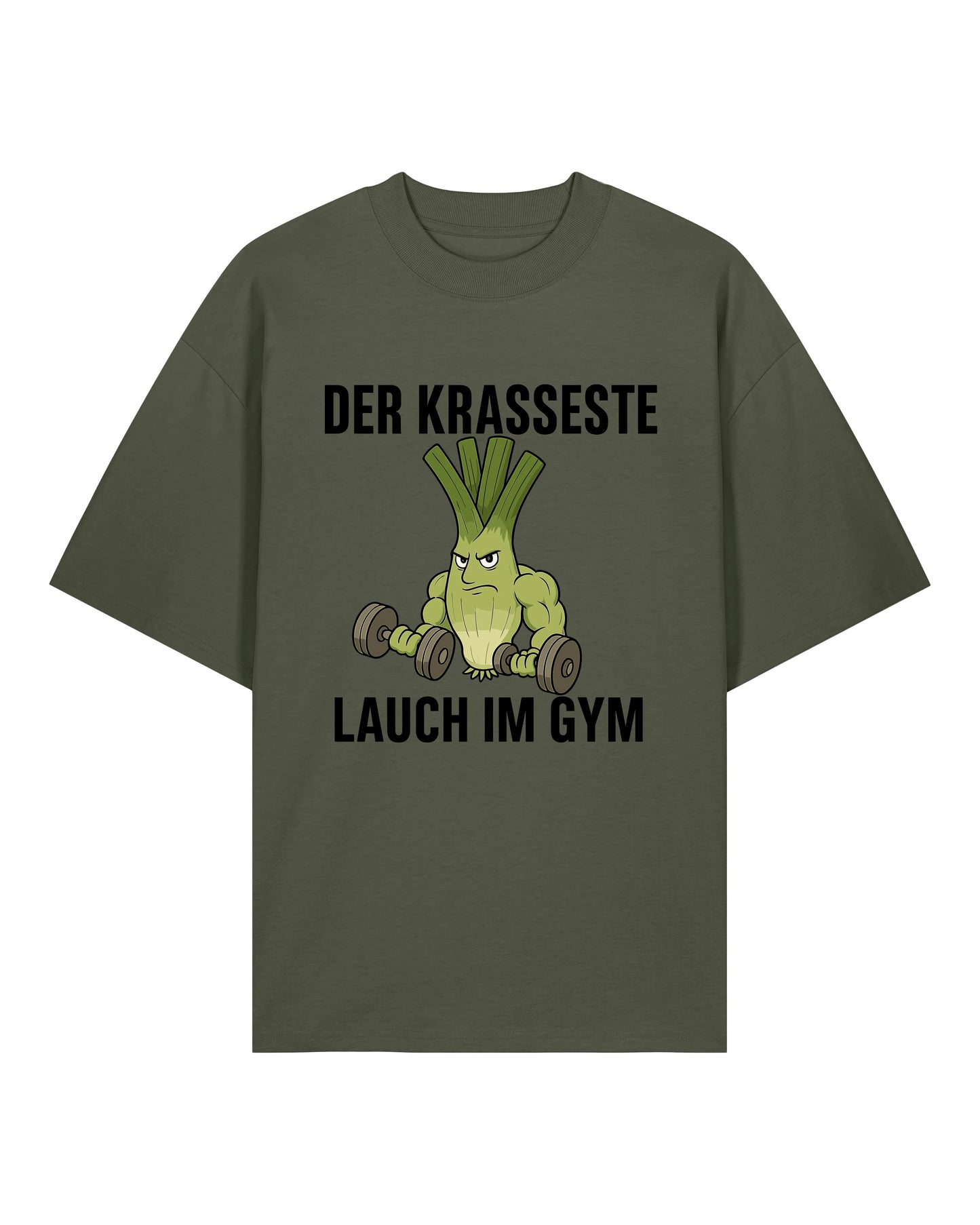 Witziges Gym Shirt – Der krasseste Lauch im Gym T-Shirt in Olivgrün