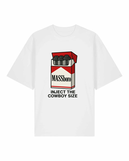 MASSboro Oversize Pumpcover Shirt in Weiß – Funny Gymwear für Bodybuilder und Fitness-Fans