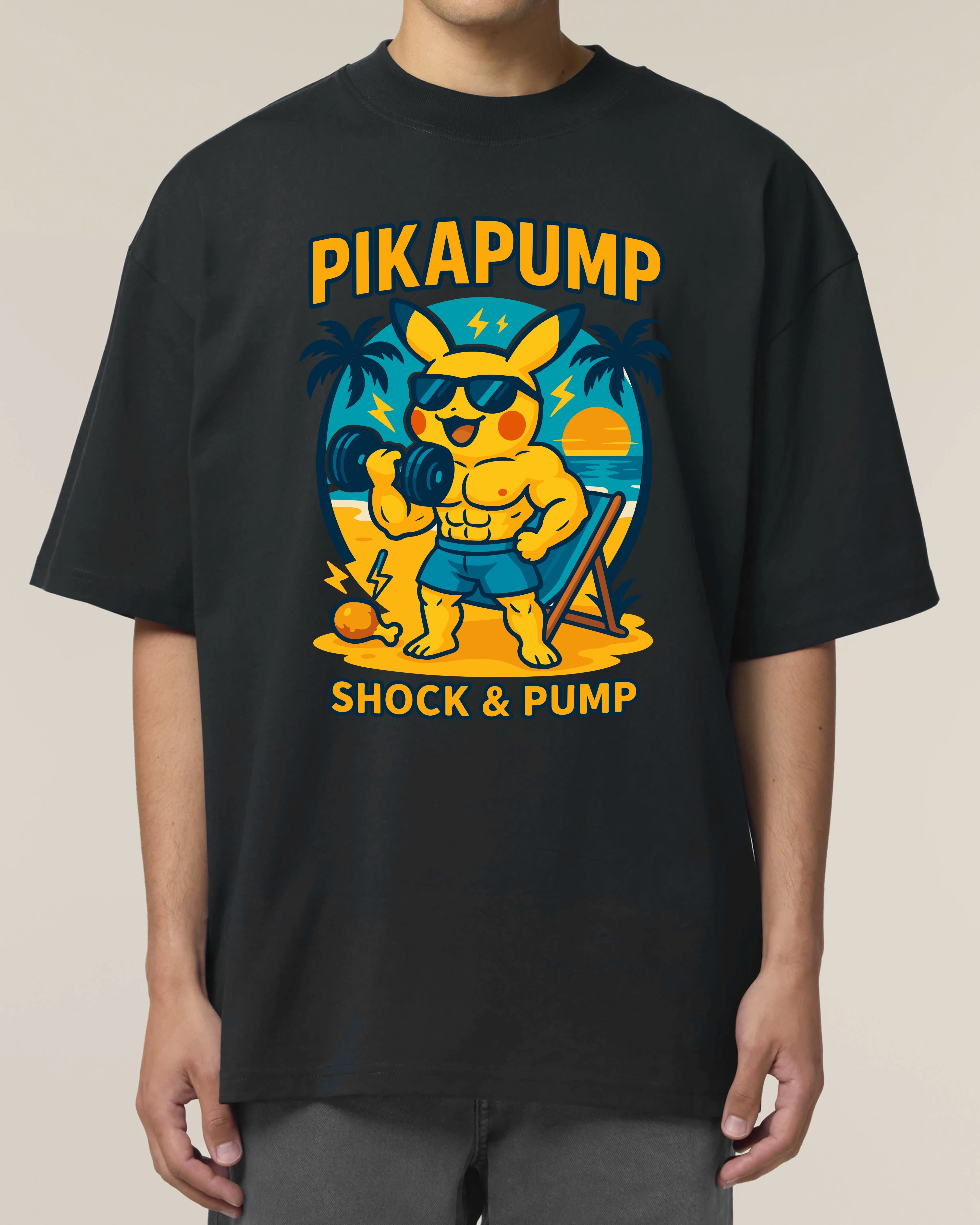 PIKAPUMP Oversized Gym Shirt Schwarz – Lustiges Pump Cover Shirt von Teeflix