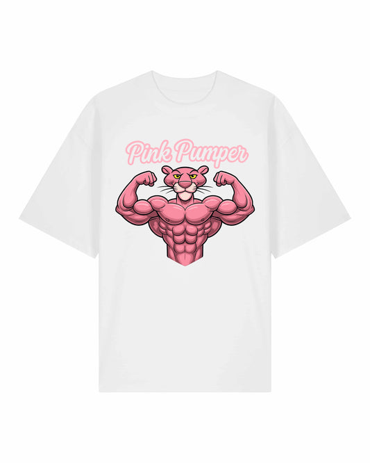 Pink Pumper Gym Shirt Weiß OVERSIZED Fun Bodybuilding Pump Cover Shirt Teeflix