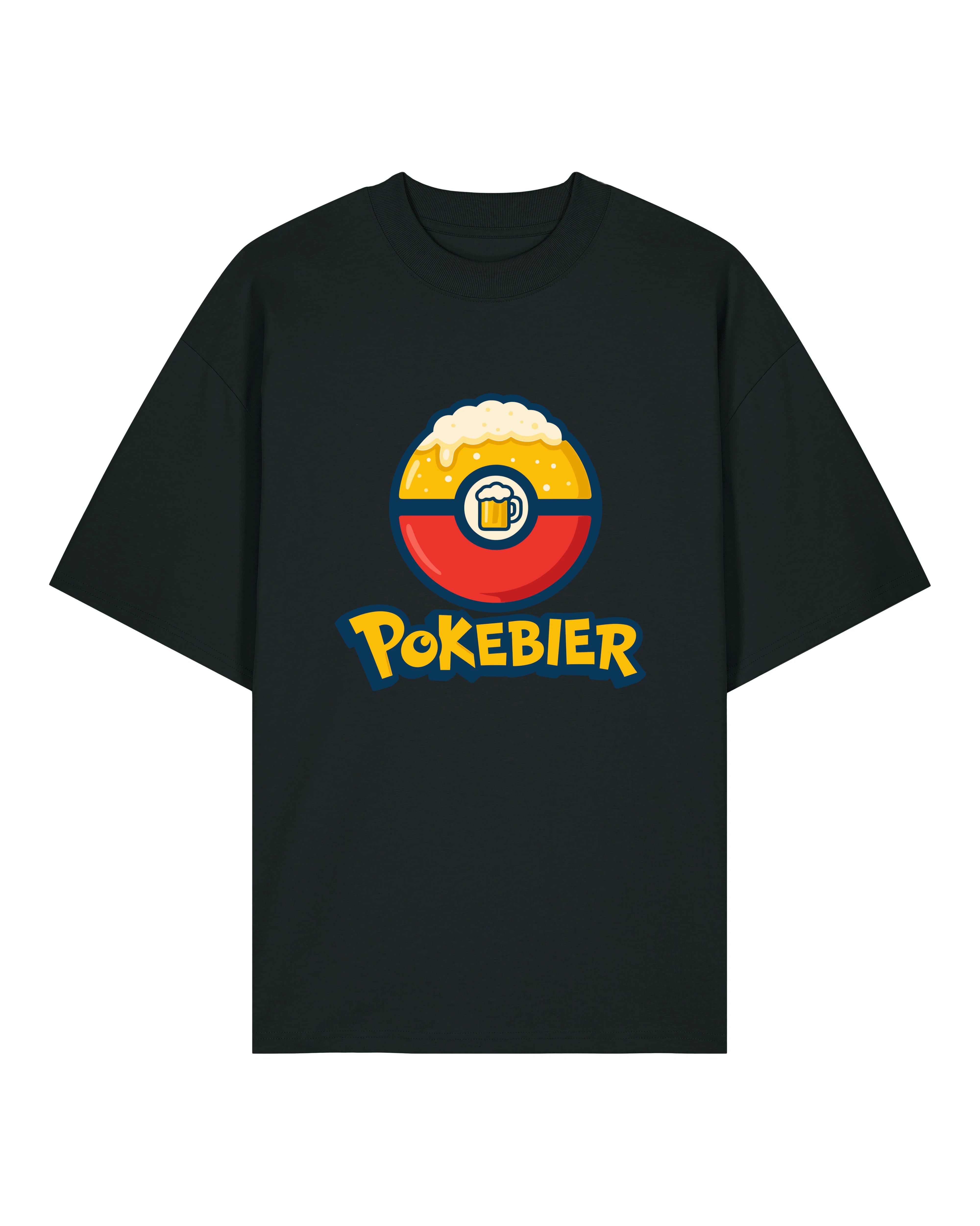 Pokebier Oversized T-Shirt in Schwarz – Bier Party Shirt von Teeflix