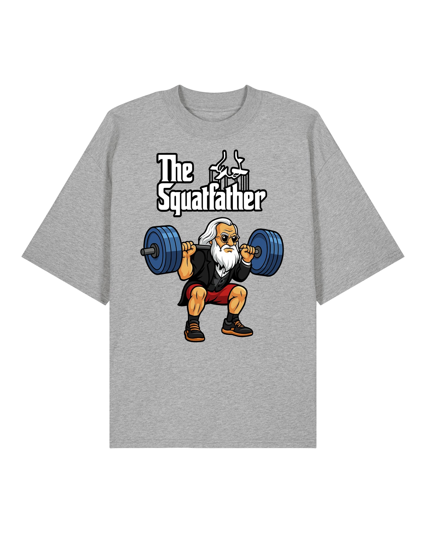 Oversized Squatfather T-Shirt in Grau – Witziges Pump Cover – Teeflix