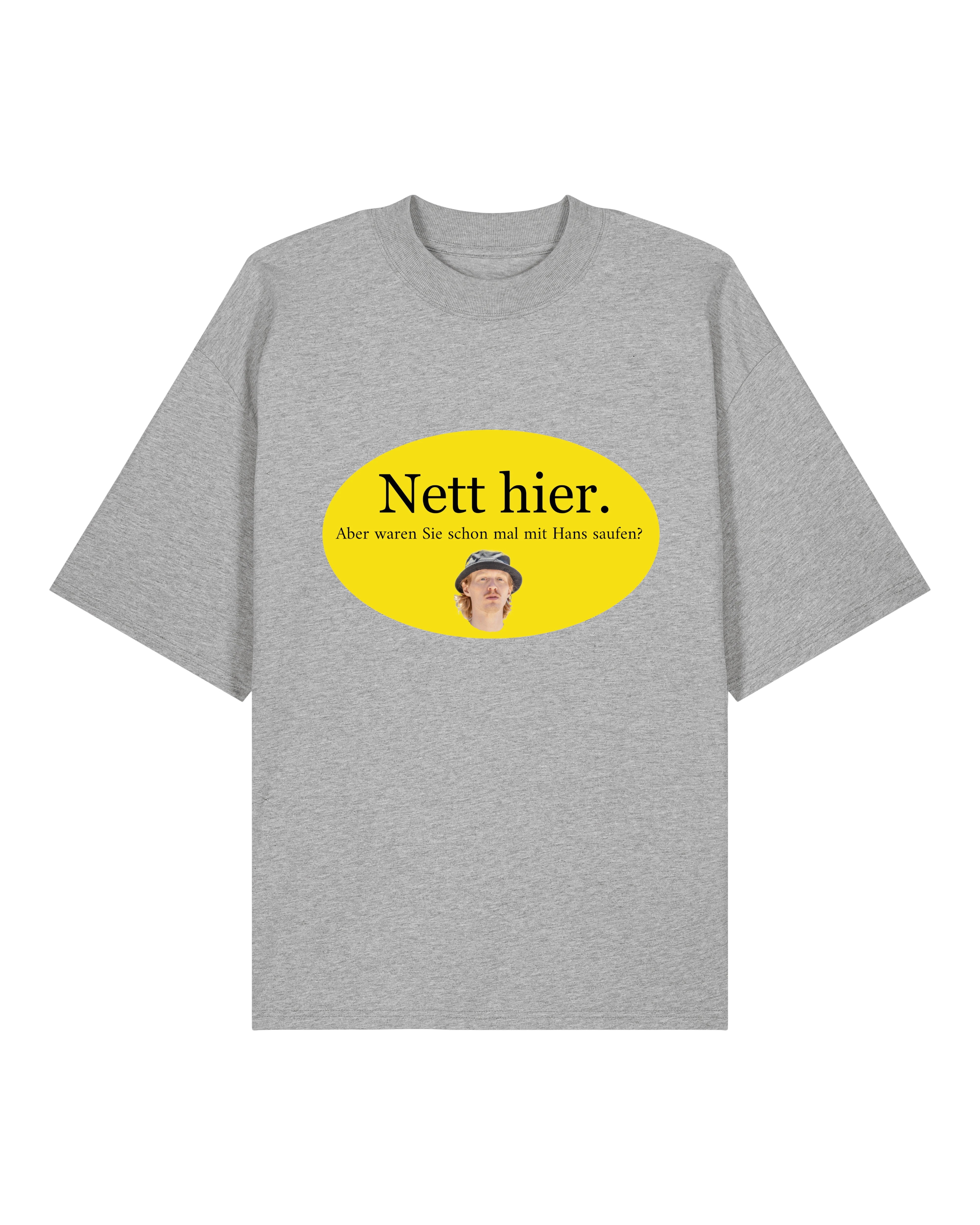 Oversized graues T-Shirt mit Spruch über Saufen & Ironie, perfektes Statement von Teeflix