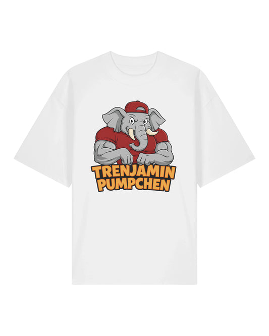 Oversized Trenjamin Pumpchen Shirt in Weiß – lustiges T‑Shirt mit Spruch – Teeflix