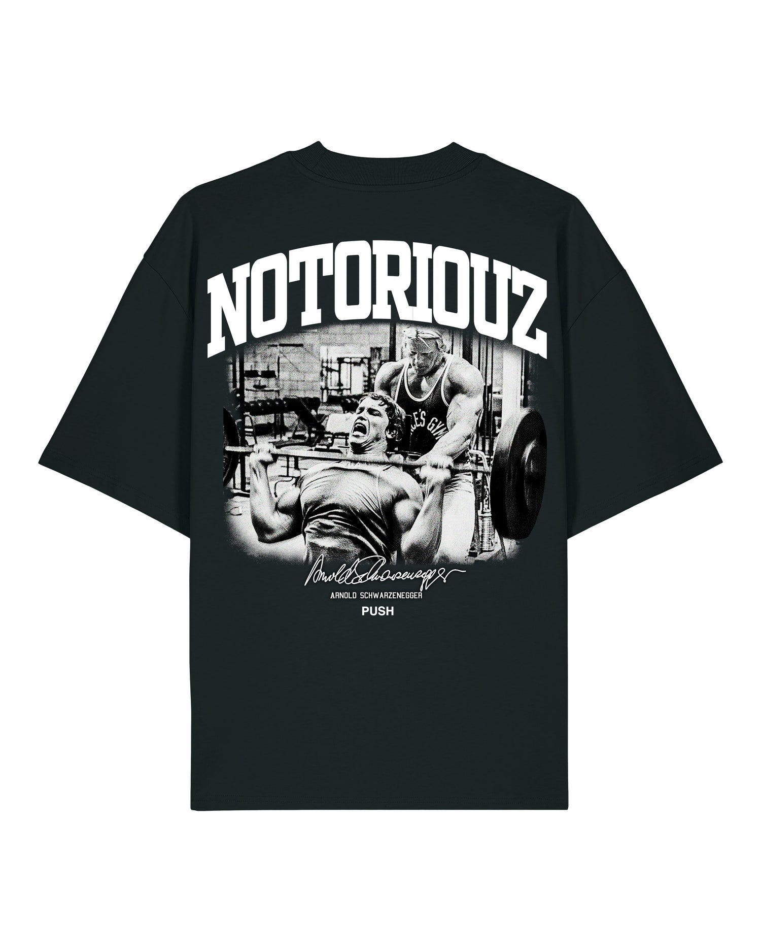 „Rückendruck PUSH HARD STAY SOLID – Oversized Tee für Push-Days und Gym-Style“