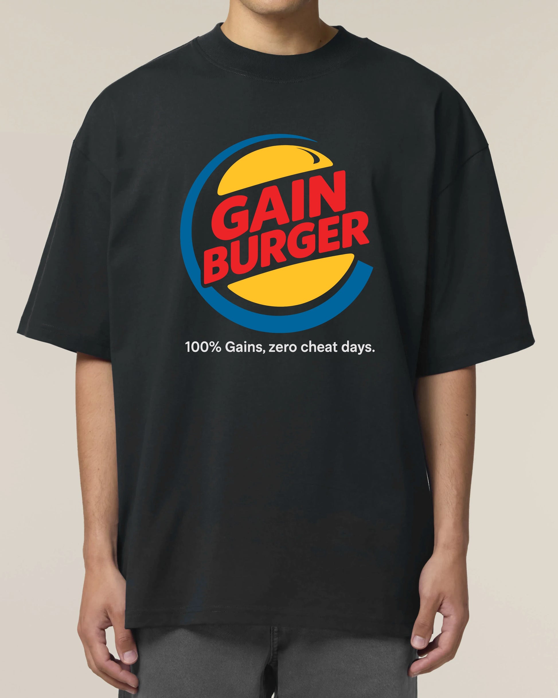 Gain Burger Shirt schwarz Pump Cover Gym Wear Fitness Bodybuilding Lustiges Training Cheatday Shirt
