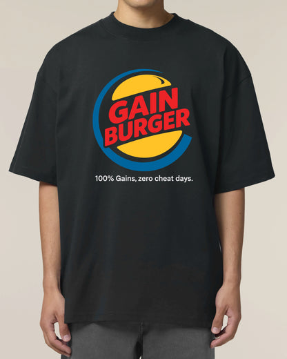 Gain Burger Shirt schwarz Pump Cover Gym Wear Fitness Bodybuilding Lustiges Training Cheatday Shirt