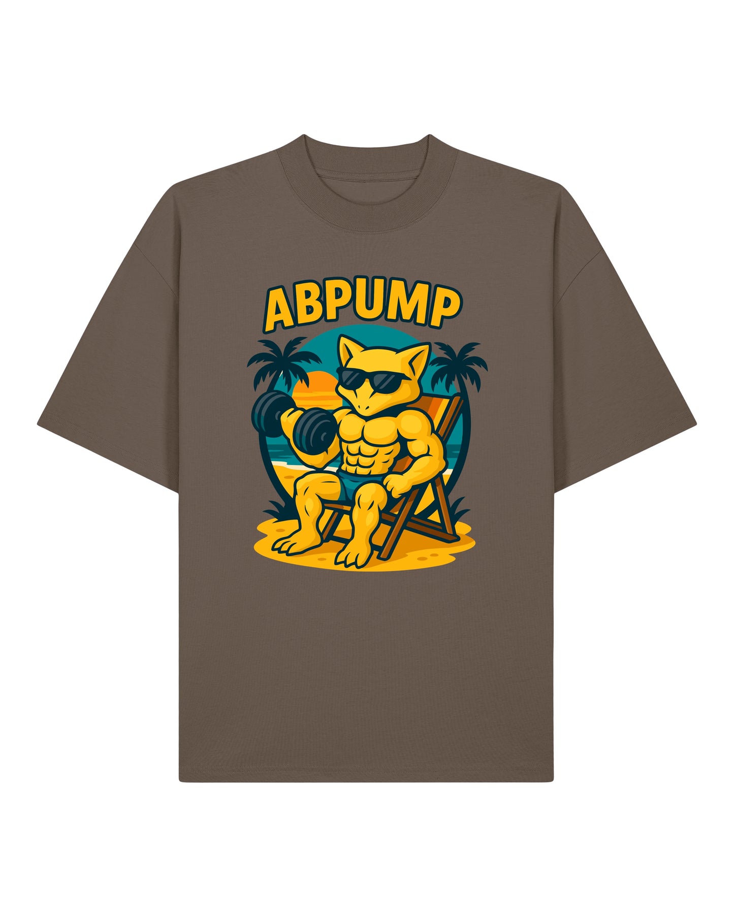 ABPUMP Oversized Gym Shirt Braun – Oversized Fun Pump Cover von Teeflix