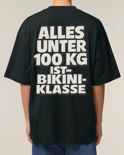 Oversized Gym Shirt Schwarz mit Spruch Alles unter 100kg ist Bikiniklasse von Teeflix