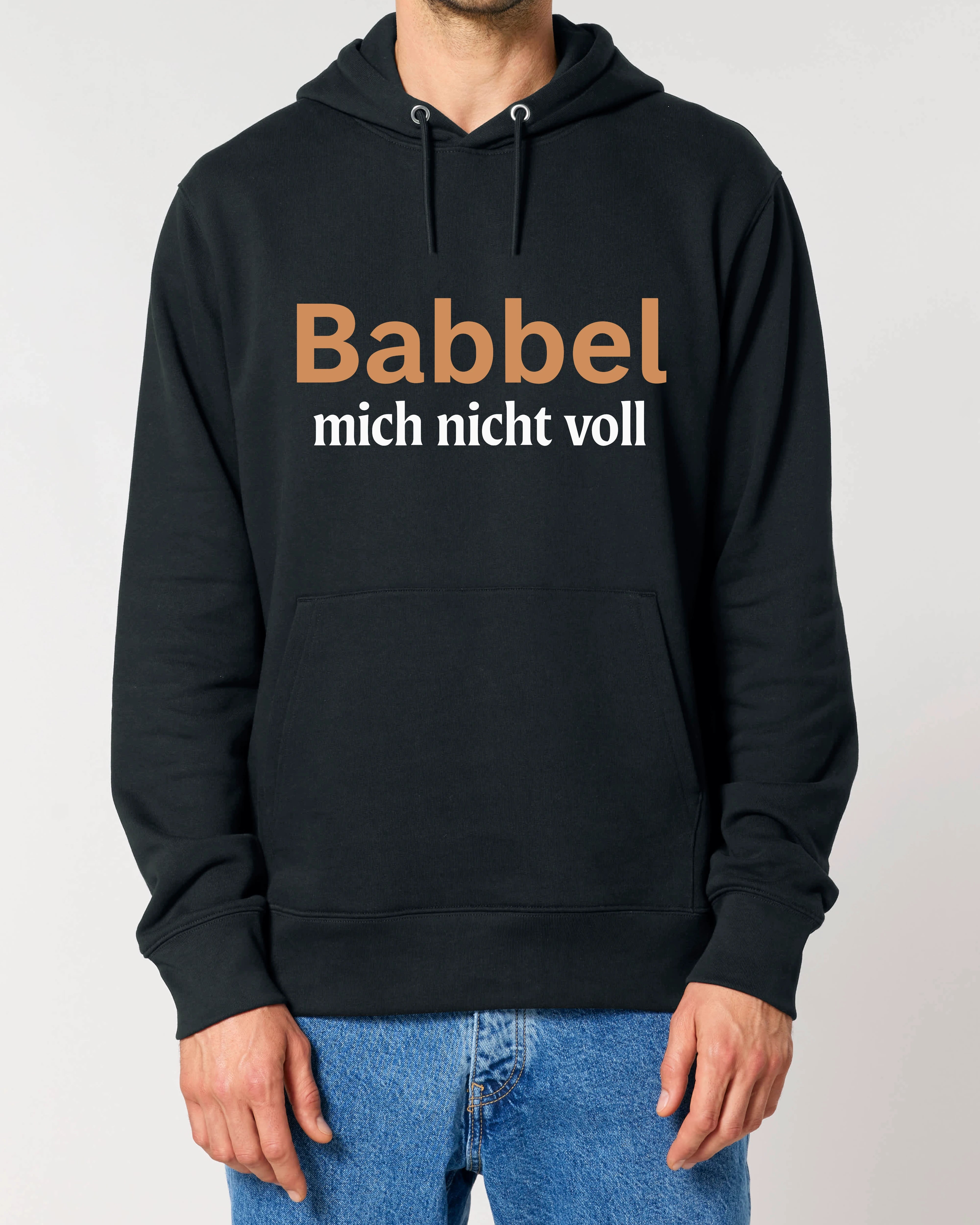 Schwarzer Hoodie mit Spruch „Babbel mich nicht voll“ – Lustiger Statement Hoodie von Teeflix