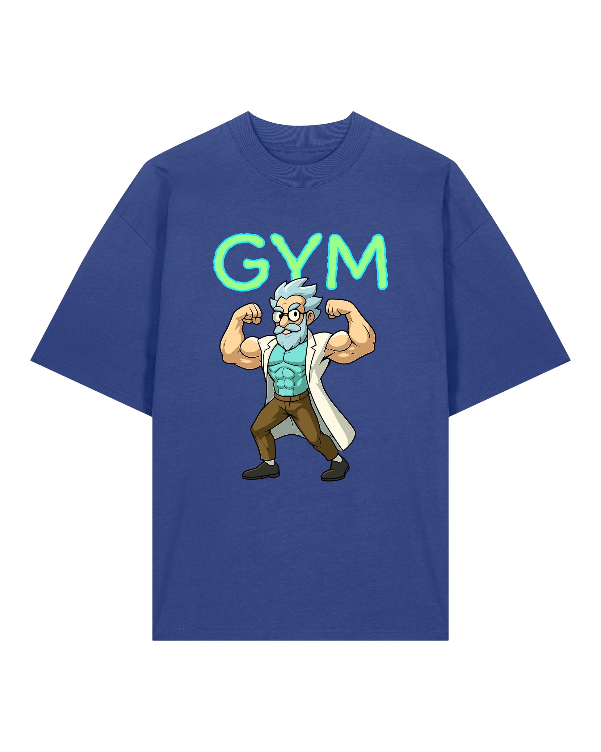 Teeflix GYM Rick Pump Cover Shirt Blau Unisex Oversized Bio-Baumwolle
