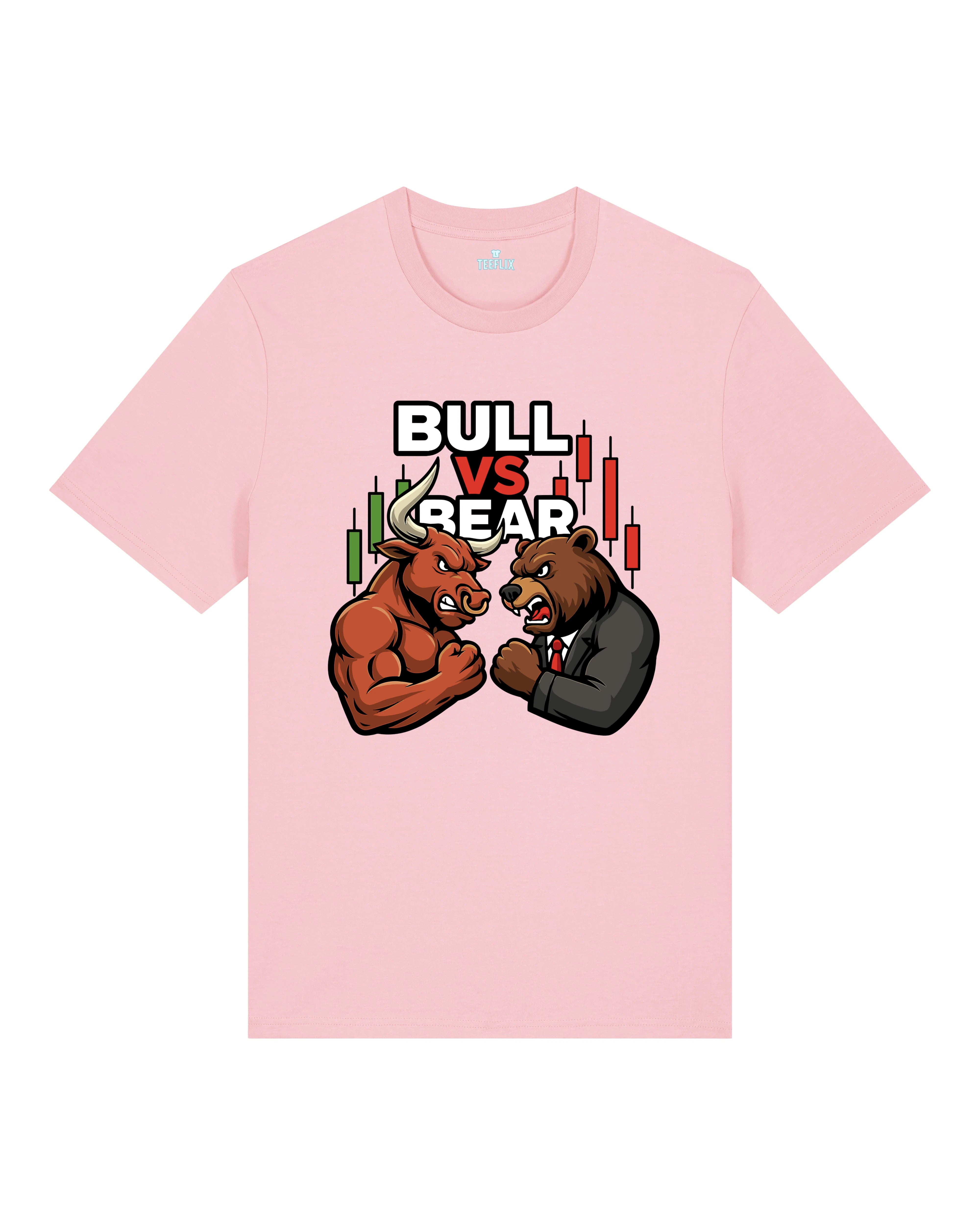 Bull vs Bear Trading Crypto Shirt Rosa – Lustiges Börse Krypto Shirt von Teeflix