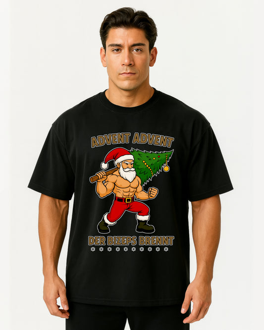 Advent Advent Bizeps Brennt Pumpcover Oversized T-Shirt | GhostGym