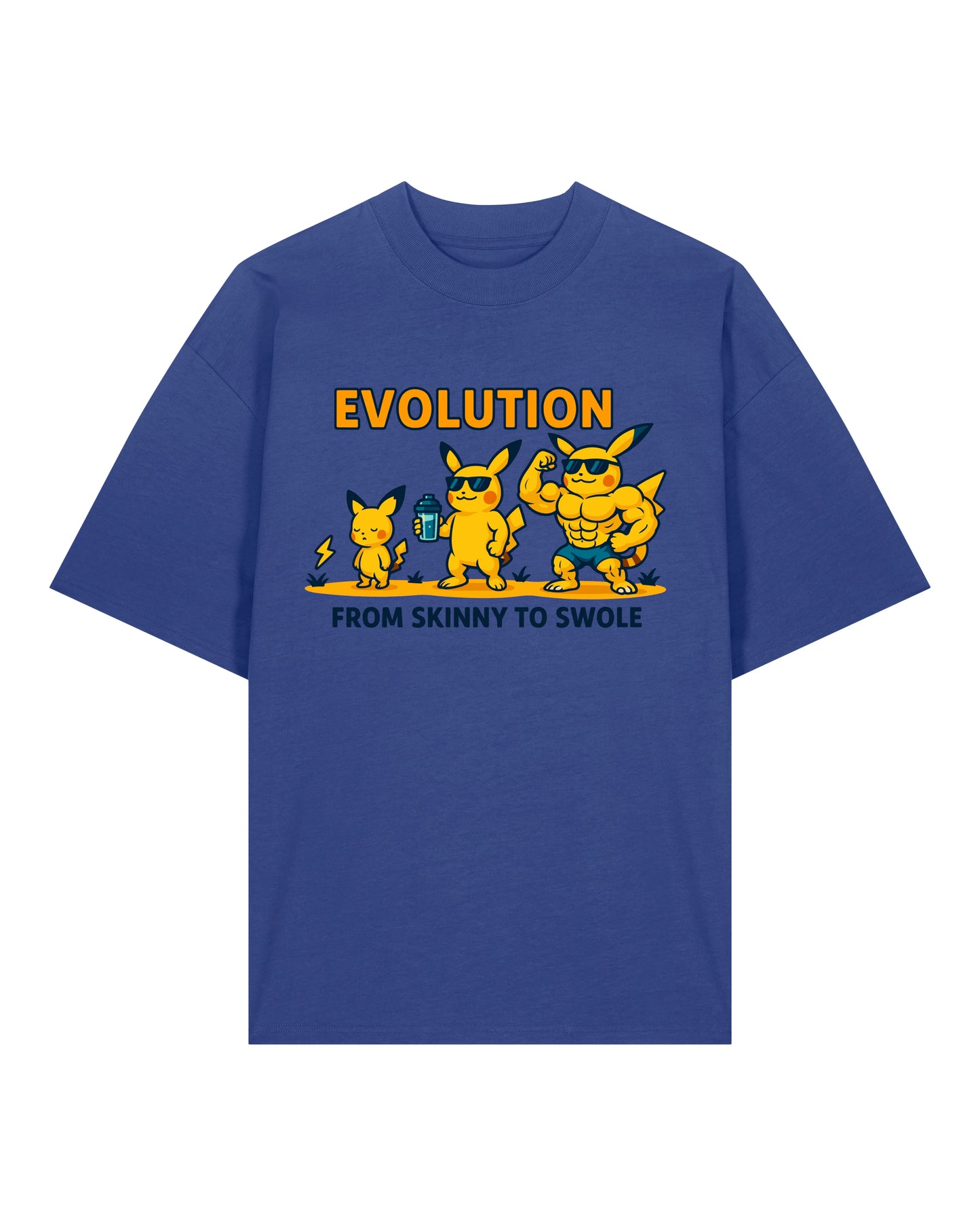 EVOLUTION Oversized Pump Cover Gym Shirt Blau – Fitness Fun Oversized Shirt von Teeflix