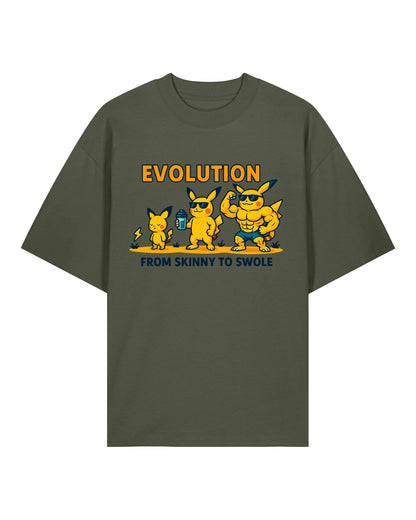 EVOLUTION Oversized Pump Cover Gym Shirt Olivgrün – Lustiges Fitness Motiv Shirt von Teeflix