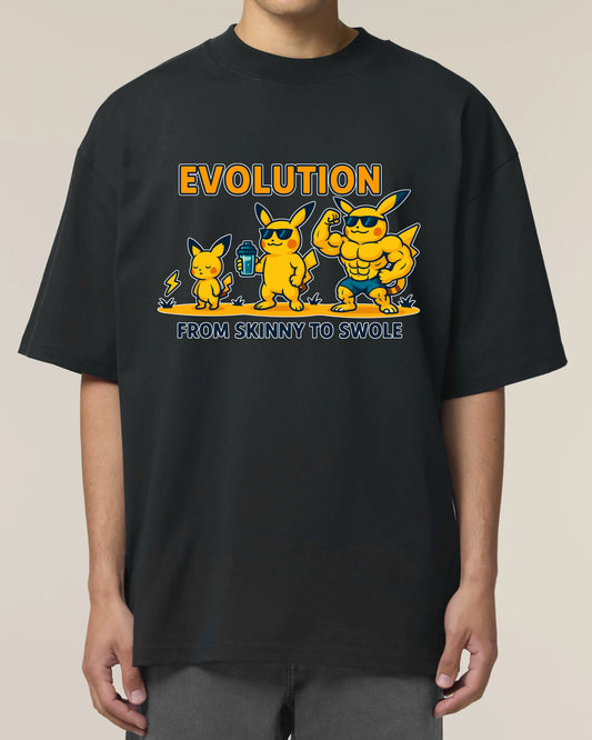 EVOLUTION Oversized Pump Cover Gym Shirt Schwarz – Bodybuilding Fun Shirt von Teeflix