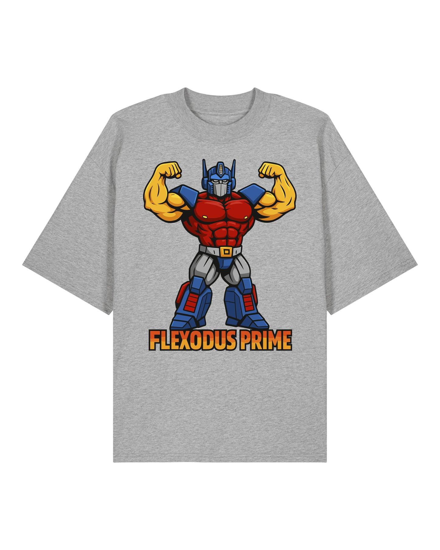 Oversized Flexodus Prime Shirt in Grau – Transformer Fitness T-Shirt – Teeflix