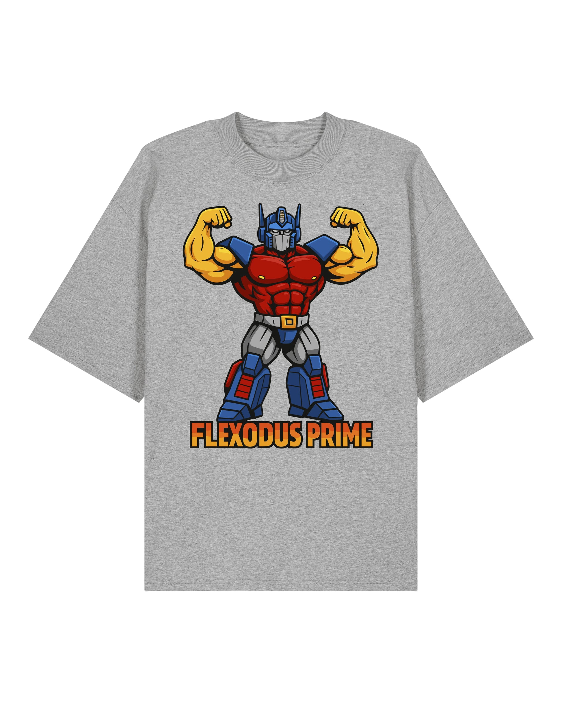 Oversized Flexodus Prime Shirt in Grau – Transformer Fitness T-Shirt – Teeflix