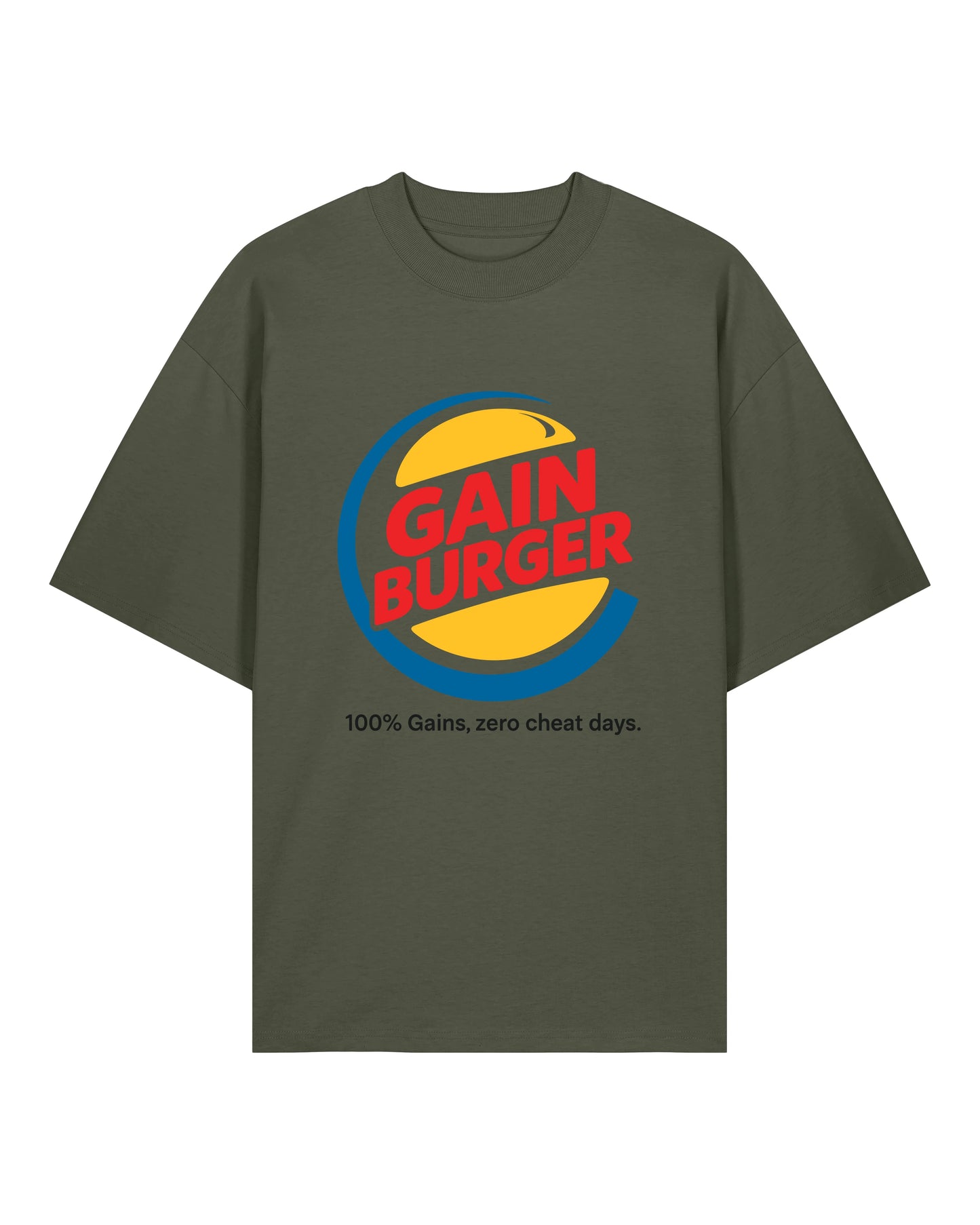 Gain Burger Shirt oliv Fitness Pump Cover Gym Training Fun Shirt Bodybuilding Gains Streetwear