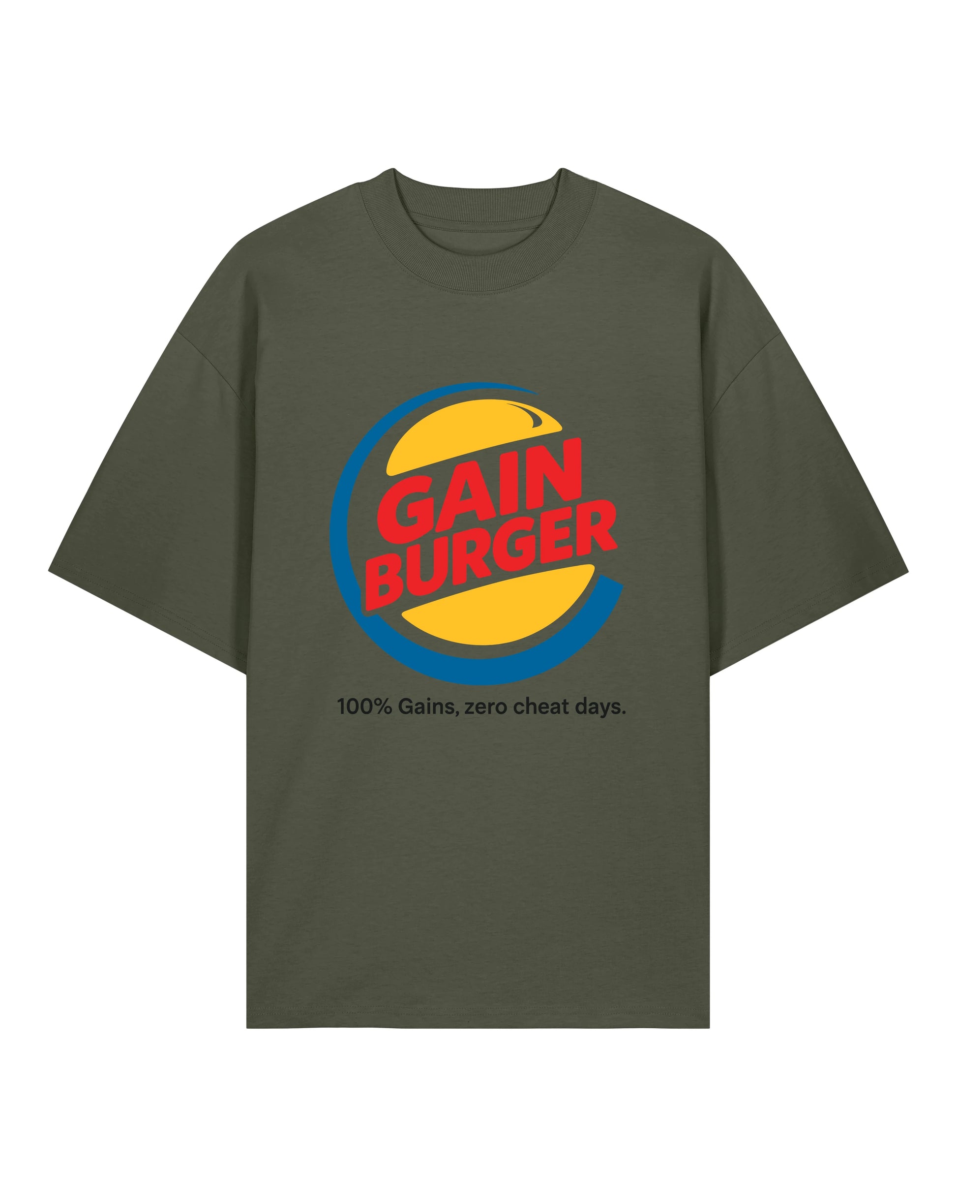 Gain Burger Shirt oliv Fitness Pump Cover Gym Training Fun Shirt Bodybuilding Gains Streetwear