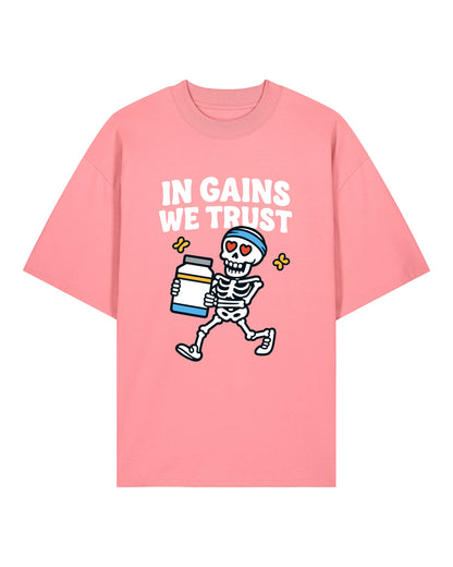 In Gains We Trust Oversized Pump Cover Shirt Rosa – Teeflix Streetwear