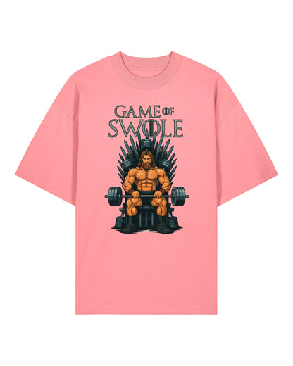 Teeflix Game of Swole Oversized Gym Shirt Rosa – Lustiges Pump Cover Fitness Shirt Unisex Bio-Baumwolle