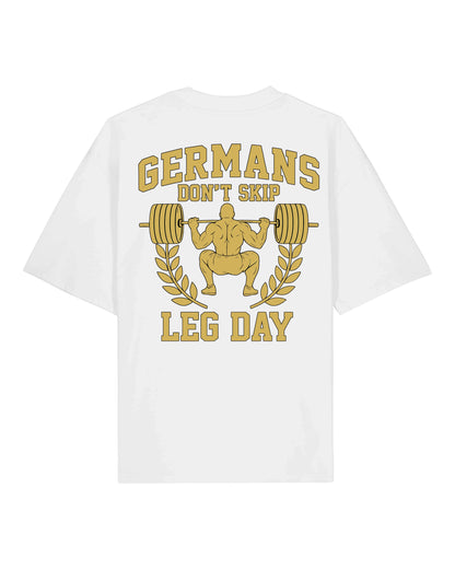 Germans Don’t Skip Leg Day Pump Cover weißes Oversized Gym Shirt Teeflix