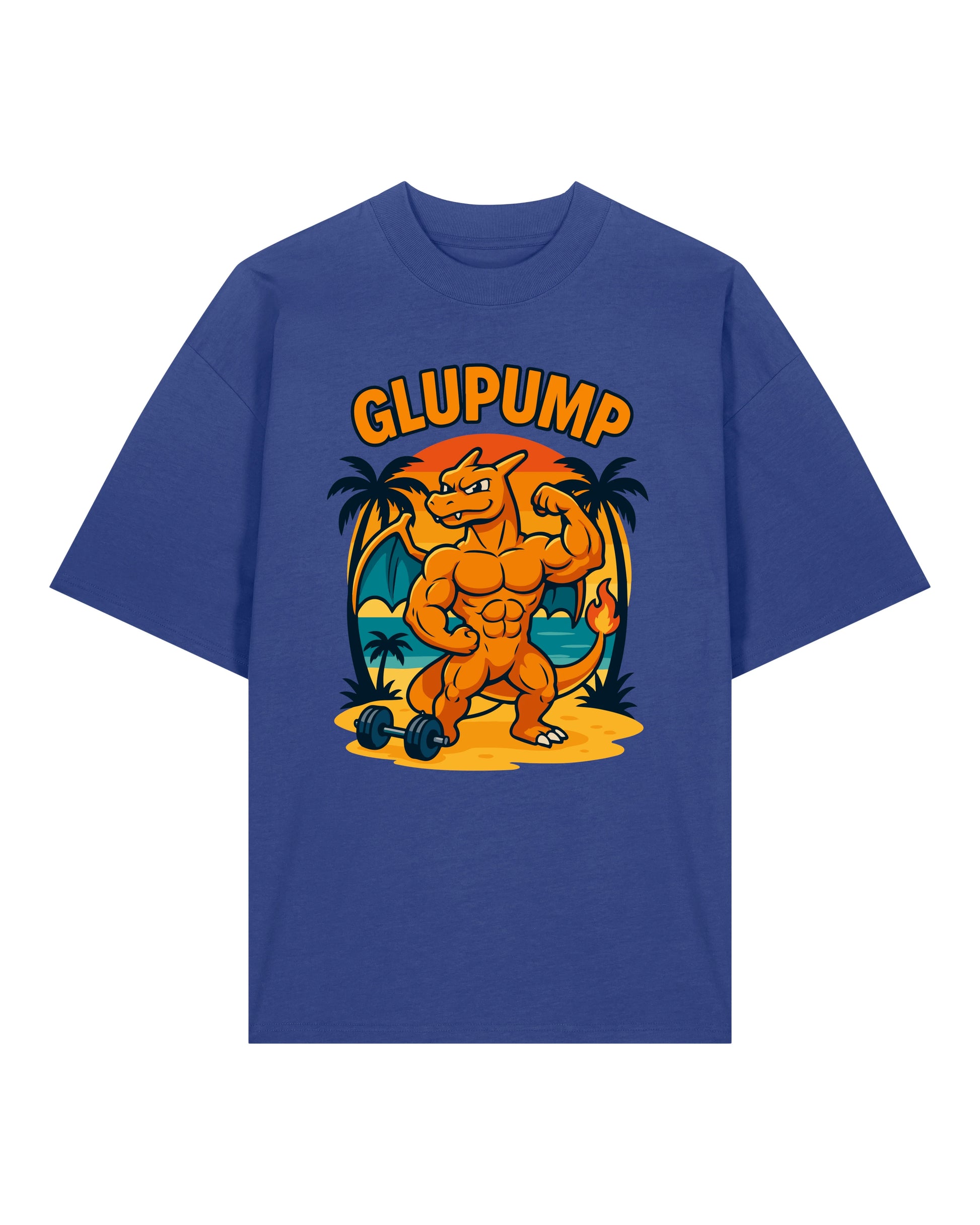GLUPUMP Oversized Pump Cover Gym Shirt Blau – Lustiges Fitness Fun Shirt von Teeflix