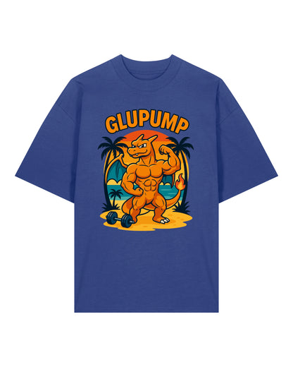 GLUPUMP Oversized Pump Cover Gym Shirt Blau – Lustiges Fitness Fun Shirt von Teeflix