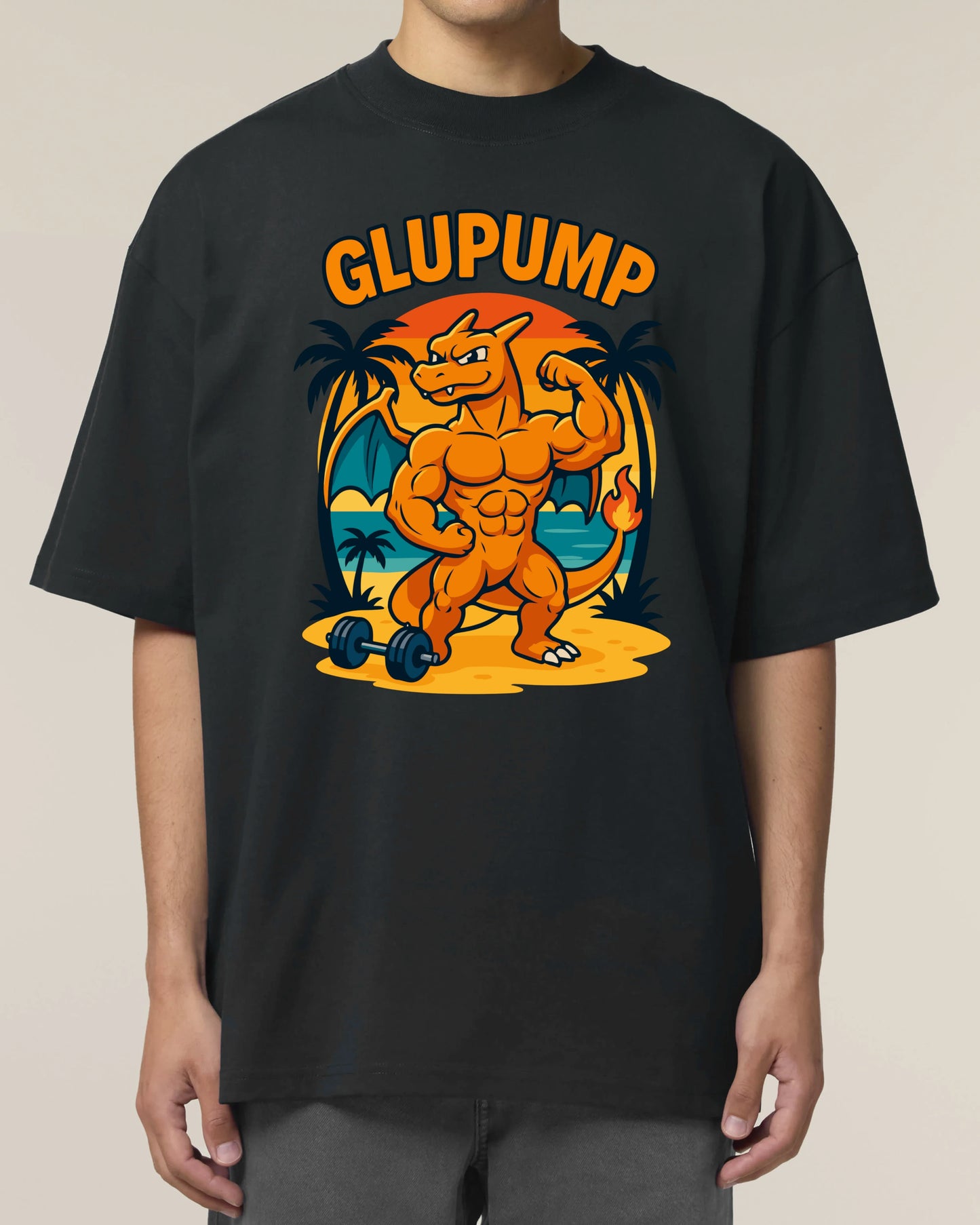 GLUPUMP Oversized Pump Cover Gym Shirt Schwarz – Fun Gym Shirt Herren von Teeflix