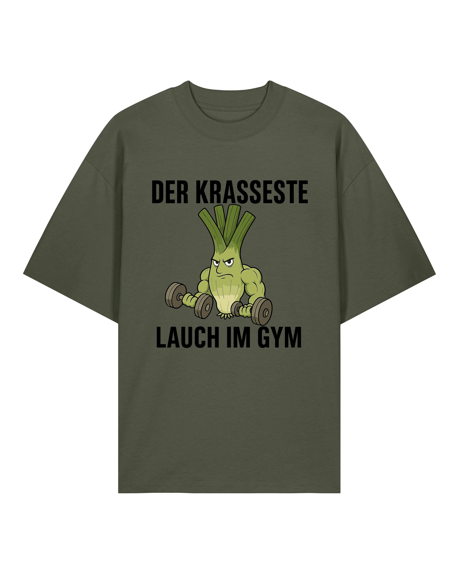 Witziges Gym Shirt – Der krasseste Lauch im Gym T-Shirt in Olivgrün