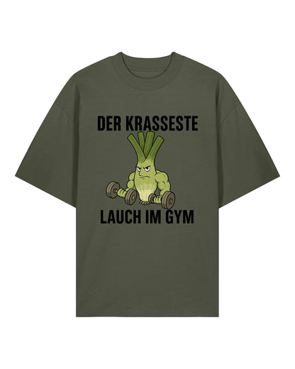 Witziges Gym Shirt – Der krasseste Lauch im Gym T-Shirt in Olivgrün