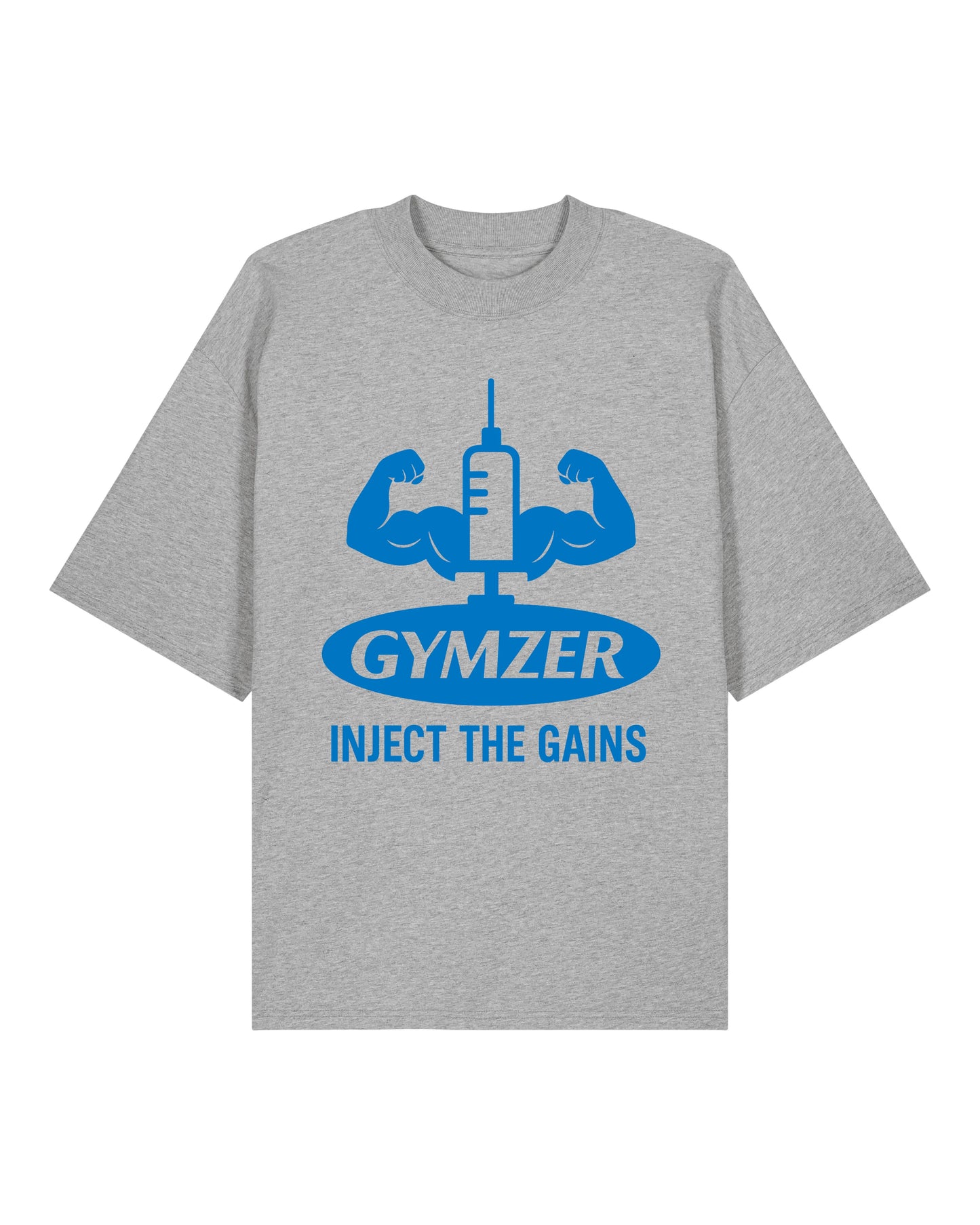 GYMZER Oversize Pumpcover Shirt in Grau – Funny Bodybuilding Shirt mit Fitness-Motiv