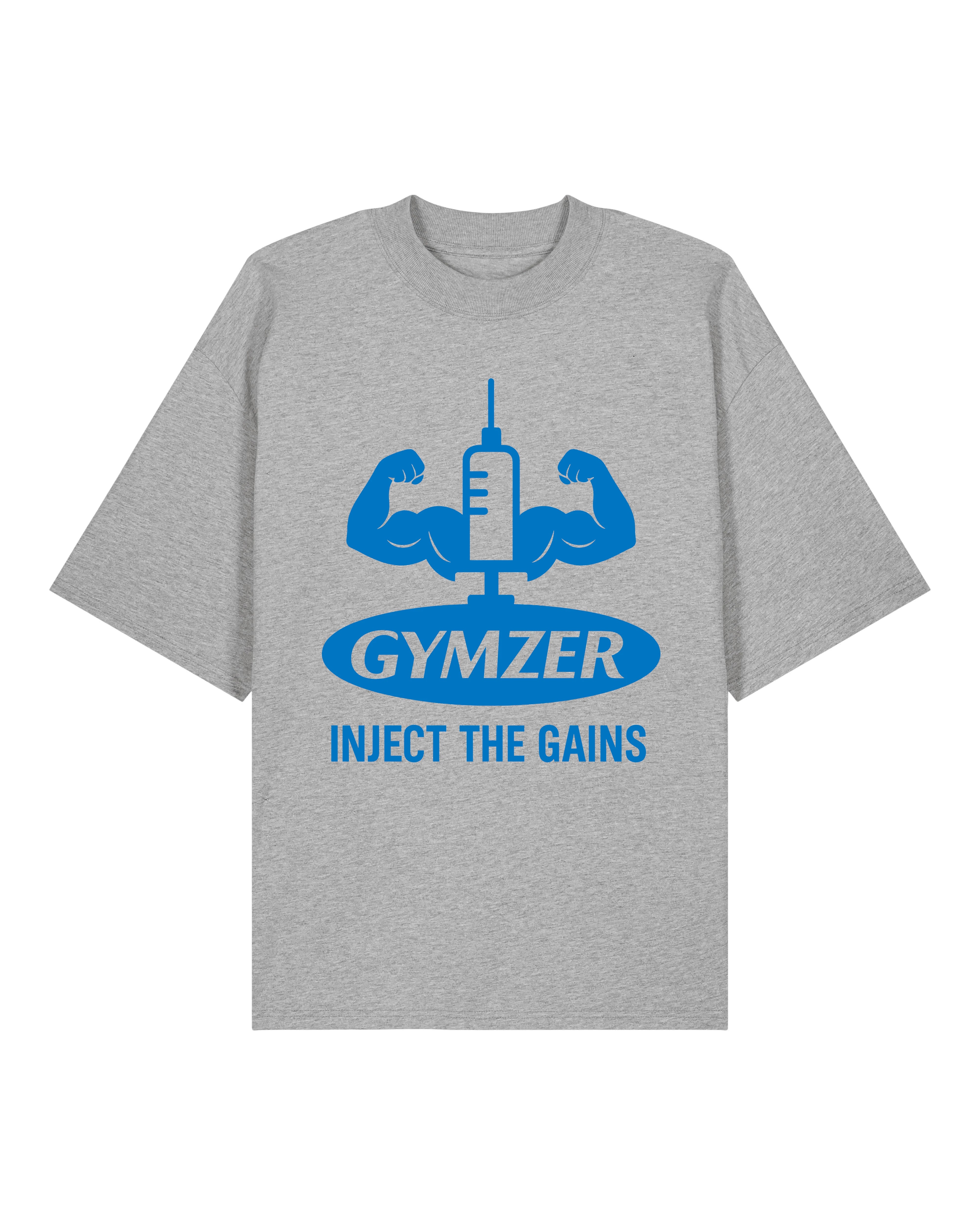 GYMZER Oversize Pumpcover Shirt in Grau – Funny Bodybuilding Shirt mit Fitness-Motiv