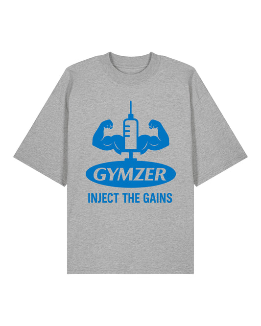 GYMZER Oversize Pumpcover Shirt in Grau – Funny Bodybuilding Shirt mit Fitness-Motiv