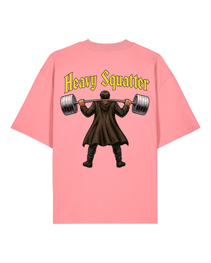 Heavy Squatter Oversized Gym Shirt Rosa Pink | Teeflix Lustiges Oversized Fitness Shirt