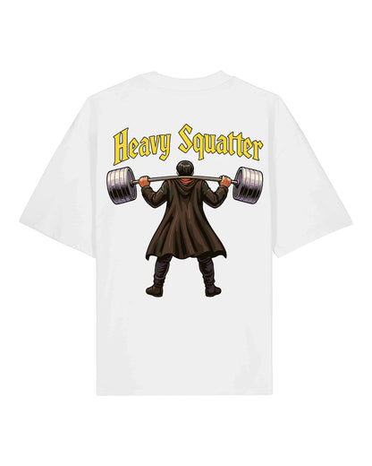 Heavy Squatter Oversized Gym Shirt Weiß | Teeflix Fitness Pump Cover Shirt