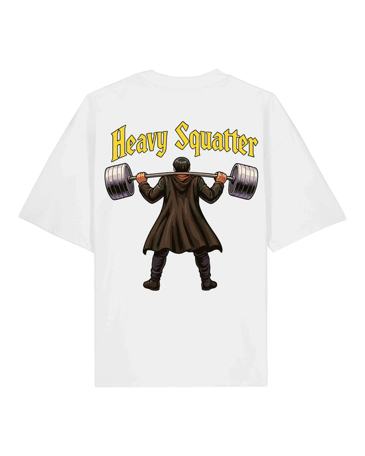 Heavy Squatter Oversized Gym Shirt Weiß | Teeflix Fitness Pump Cover Shirt