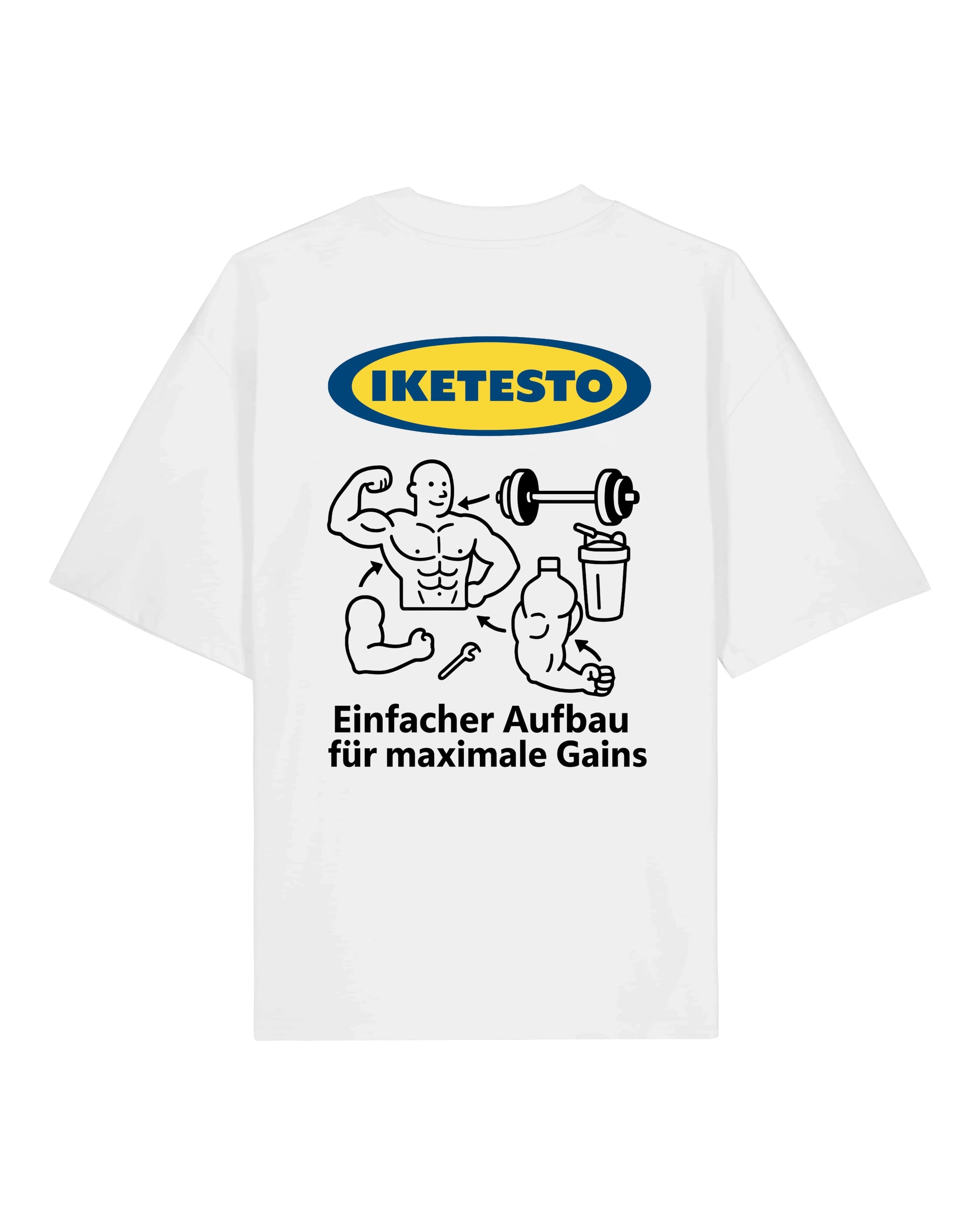 IKETESTO Oversize Pumpcover Shirt in Weiß – Funny Bodybuilding Shirt mit kultigem Design