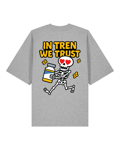 Oversized Gym T-Shirt In Tren We Trust Grau Bio Baumwolle Pump Cover Teeflix