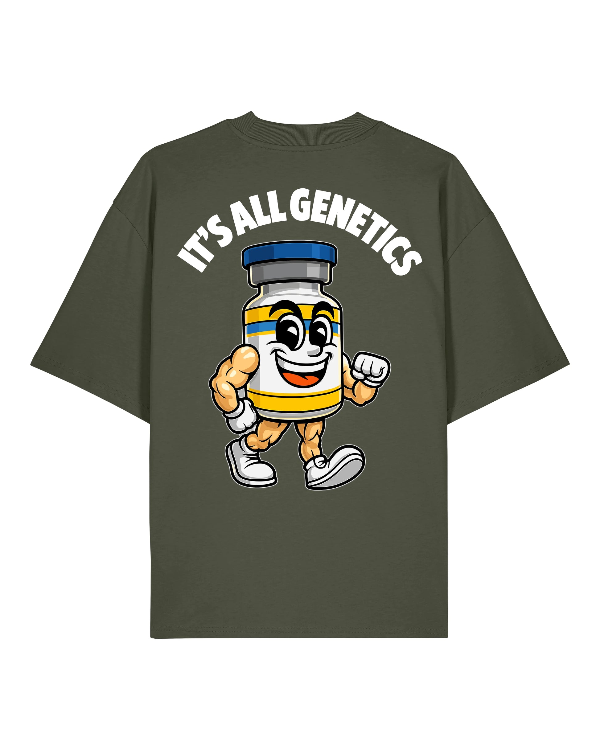 It’s All Genetics Pump Cover Oversized Gym Shirt Olivgrün von Teeflix