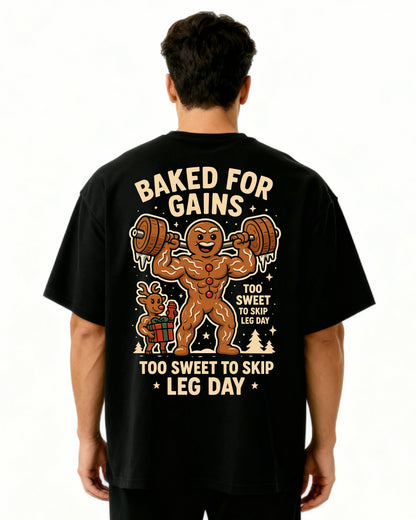 Baked For Gains Pumpcover Oversized T-Shirt | GhostGym