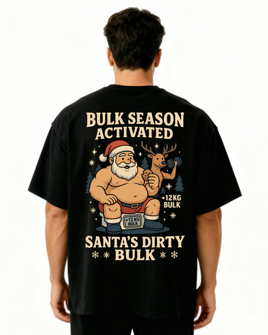 Santa’s Dirty Bulk Pumpcover Oversized T-Shirt | GhostGym