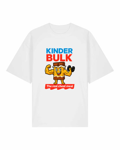 Kinder Bulk Oversize Pumpcover Shirt in Weiß – Funny Gymwear mit Bodybuilding Cartoon Print