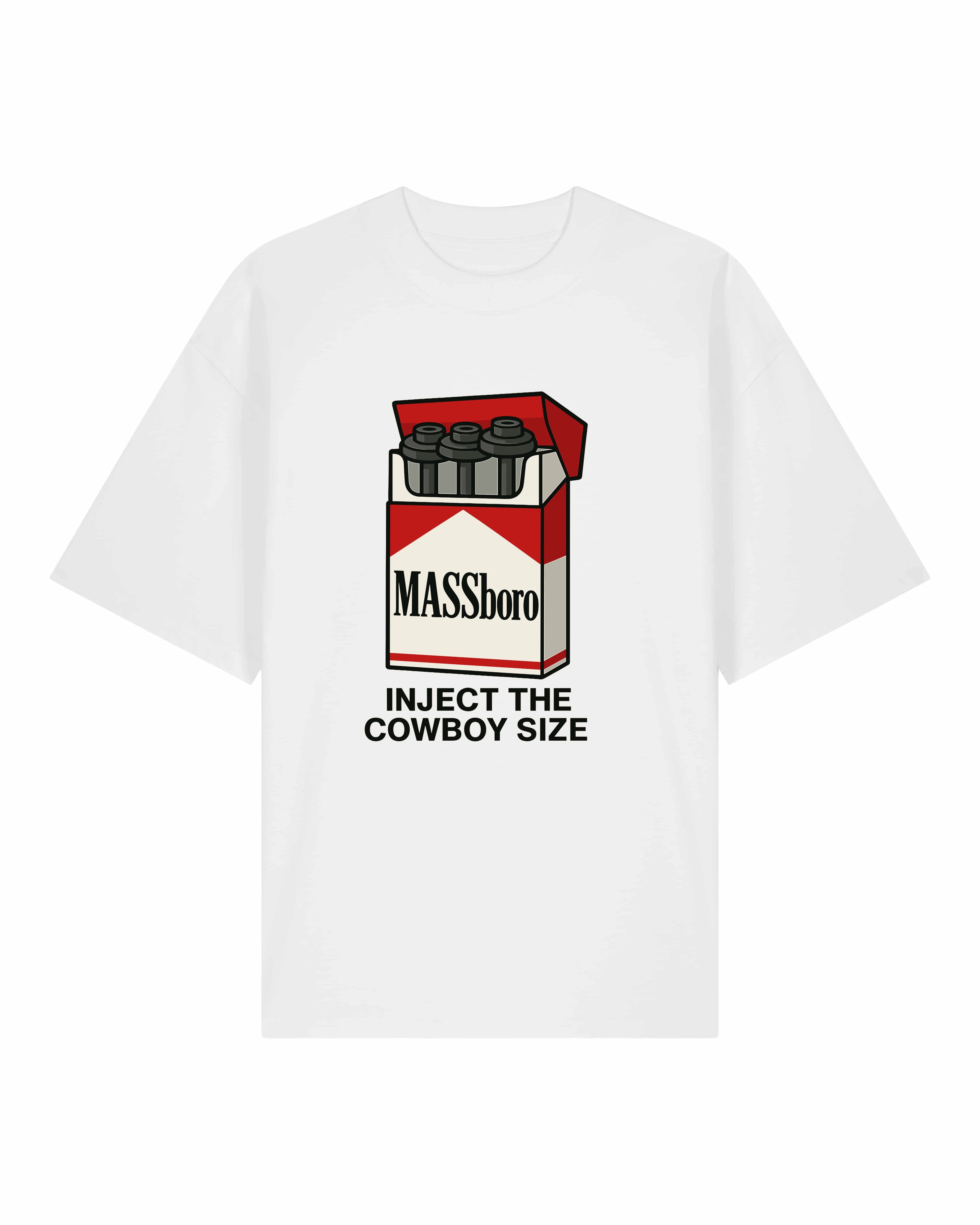 MASSboro Oversize Pumpcover Shirt in Weiß – Funny Gymwear für Bodybuilder und Fitness-Fans