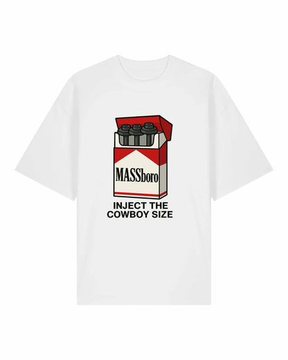 MASSboro Oversize Pumpcover Shirt in Weiß – Funny Gymwear für Bodybuilder und Fitness-Fans